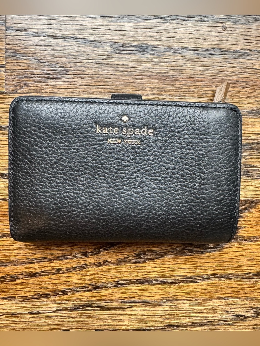 Kate‎ Spade Black Pebbled Leather Zip Around Bifold Medium Wallet
